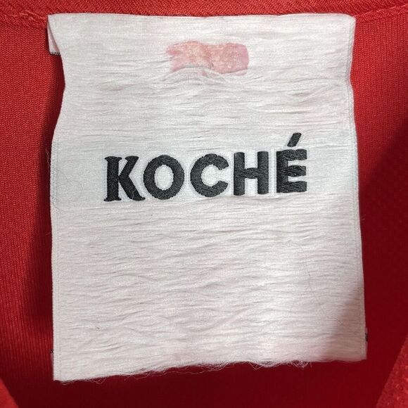 KOCHE Womens Striped Mini Dress Sz 4 FR:38 Red Burgundy Violine Shift $655 - Picture 8 of 10